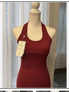 Bombshell Sportswear Sparkle Halter Mini Dress - Burgundy